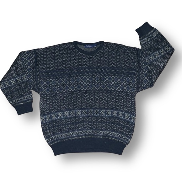 v i n t a g e :: Oversized Textured Geometric Grandpa Knit Sweater - Picture 5 of 8